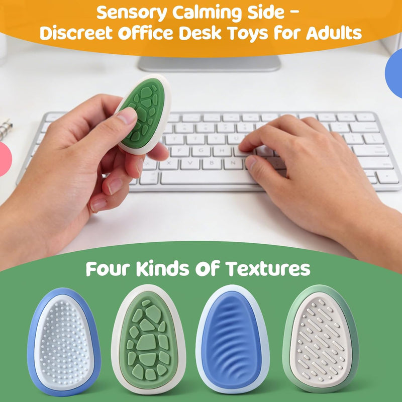 Fidget Toys Adults Stress Relief: 4 Pack Fidget Stone - Sensory Calming Desk Toys for Teens Kids with ADHD Autism - Office Tension Relief Focus Tool