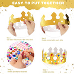 Gold paper crown, DIY birthday king crown craft for decorating, paper prince princess crown hats for school classroom