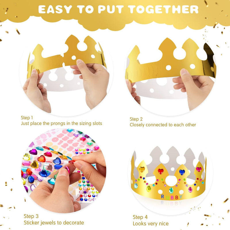 Gold paper crown, DIY birthday king crown craft for decorating, paper prince princess crown hats for school classroom