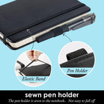 NIRMIRO (3 Pack) Pocket Notebook Small Journal with Pen, 3.7" x 5.7", A6 Mini Notebook for Women Men Work Writing, Hardcover Small Pocket Notepad with 100Gsm Premium Thick Lined Paper, Black Leather