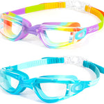Freela Kids Swim Goggles, 2 Packs Swimming Goggles for Kids 3-14, Boys Girls Swim Goggles Anti Fog UV Protection No Leaking