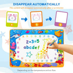water doodle mat for kids with 6 magic pens, reusable, no ink, no paint, water-resistant