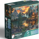 1000 Piece Jigsaw Puzzle for Adults - Mountain Cabin by a Lake - Challenging Puzzle Perfect for Game Nights - 1000 Piece for Adults. 20x27 inches