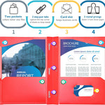 Heavy Duty Plastic Folders with Clear Front Pocket - 18PCS, 3 Pockets Folders with Prongs and Card Slot, for Letter Size Sheets, Bright Colors