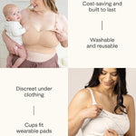 Kindred Bravely Organic Reusable Nursing Pads for Breastfeeding, 10 Pack | Soft washable breast pads with contoured fit and waterproof backing. Absorbent and gentle on sensitive skin with carrying bag
