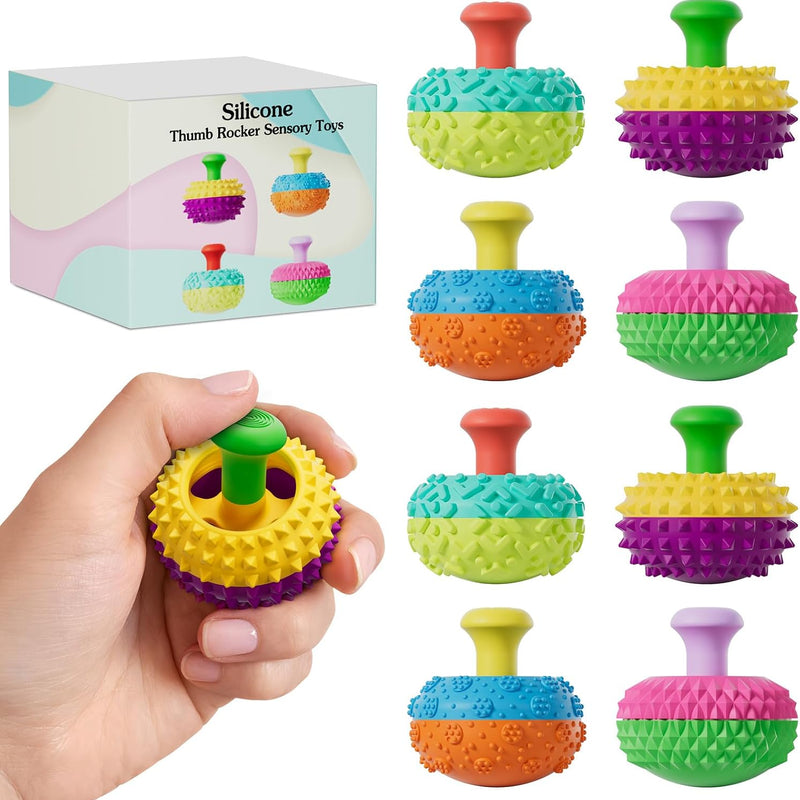 Silicone Thumb Rocker Fidget Toys for Kids Adults ,4PCS Stress Relief Sensory Toys for Autism ADHD Anxiety,Fun Textures Gadgets,Office Desk Toy,Stocking Stuffers for Women Men Teen Gifts