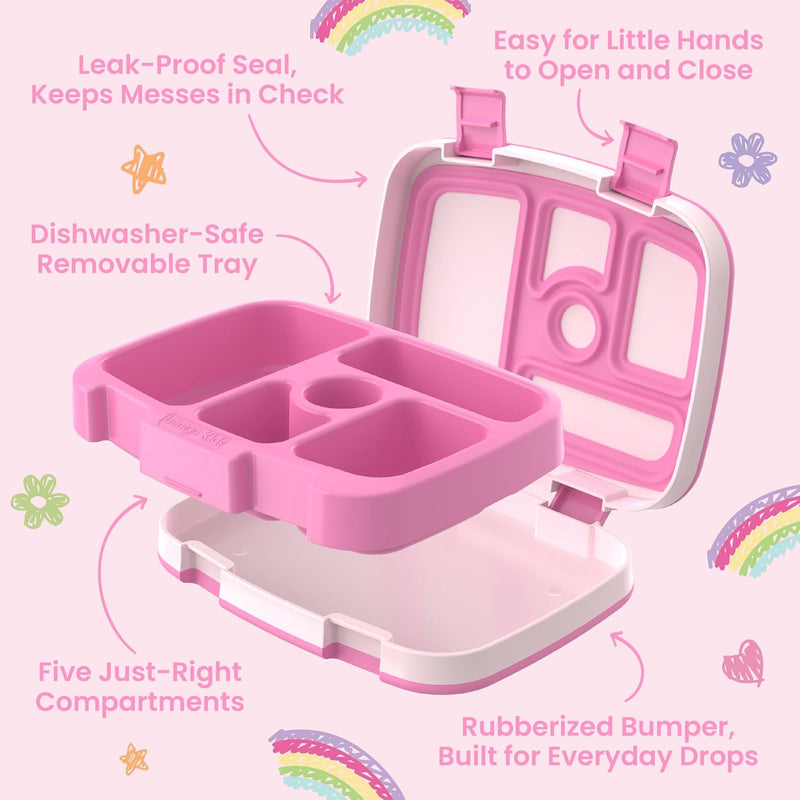 Bentgo + BLUEY Kids Prints Leak-Proof, 5-Compartment Bento-Style Kids Lunch Box - Ideal Portions for Ages 3-7, Durable, Drop-Proof, Dishwasher Safe, & PFAS & BPA-Free Materials (Hearts & Crafts)