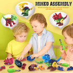 Blue, Red, Yellow, Green Dinosaur Building Kit for Kids, STEM Educational Construction Toy, Ages 3-7