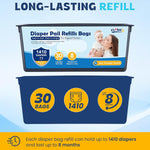 FURWEY Diaper Pail Refill Bags, 2-Pack (60 Bags), 30 Bags Per Refill | Compatible with Genie Easy Roll Signature Diaper Pails, Holds Up to 4230 Newborn Diapers, 7 Layer Odor Barrier, Scented