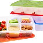 Bentgo Easyboxes - Reusable 5-Compartment Food Containers, Stackable 8-Piece Set, 4 Trays & 4 Lids, BPA-Free Food Storage for Meal Prep, School, & Work; Lunch Boxes w/Patented Design (Jewel Brights)