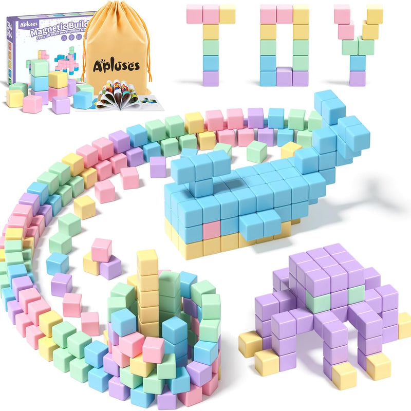 Apluses 32pcs Magnetic Blocks Building Cubes for Toddlers, Classroom Must Haves Creative Learning Kids Gifts, Preschool Montessori Sensory Autism Magnet Toys for Boys and Girls Ages 3 4 5 6