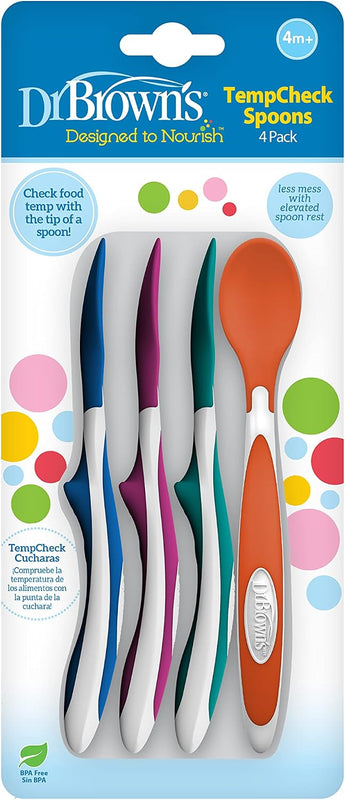 Dr. Brown's Designed to Nourish TempCheck Spoons, 4-Pack, Blue