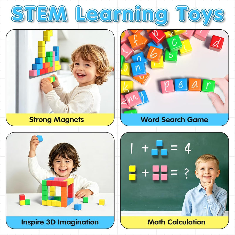 Apluses 42PCS large magnetic cubes, gifts for 3-5 year old, sensory toys with 6 colors and 3D design