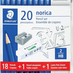 STAEDTLER Norica #2 HB Wood-Cased Pencil Set: 18 Pre-Sharpened Graphite Pencils with 1 Eraser & 1 Sharpener, Break-Resistant Lead, For Writing & Drawing, Blue, Ideal for Classroom, Home & Office