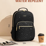 LOVEVOOK Laptop Backpack for Women with Giant Tumbler Holder 15.6 inch,Designer Travel Backpack Laptop Bag College Backpack,Quilted Work Nurse Teacher Backpack Purse Computer Bag Casual Daypack, Black
