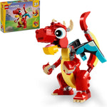 LEGO Creator 3 in 1 Red Dragon Toy, Builds into Fish and Phoenix, Ages 6 and Up, 31145