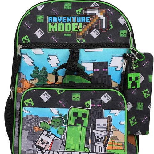 BIOWORLD Unisex Minecraft Adventure Mode 5-Piece Backpack set (Little Kid/Big Kid), Green, One size