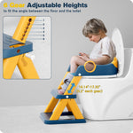 Rabb 1st® Potty Training Seat, Toddler Toilet Seat for Kids Boys Girls, 2 in1 Potty Training Toilet with Step Stool, 6 Adjustable Height, Splash Guard, Stable Triangular Anti-Slip Design