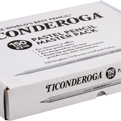 Ticonderoga Wood-Cased Pencils, Pre-Sharpened, 2 HB Soft, Pastel Colors, 150 Count