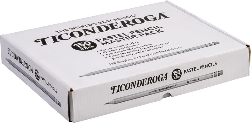Ticonderoga Wood-Cased Pencils, Pre-Sharpened, 2 HB Soft, Pastel Colors, 150 Count