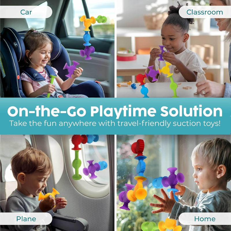 BUNMO Bath Toys Suction - Connect, Build, Create - Toddler Sensory Toys - Fine Motor Skills