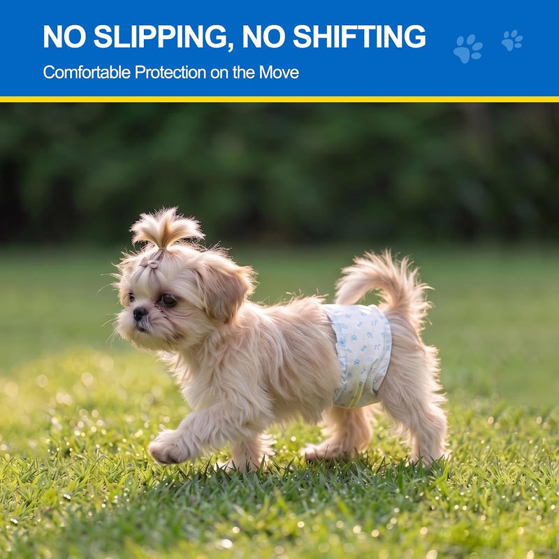 Wowflash 100 Count Dog Belly Bands for Male Dogs, Male Dog Diapers Disposable, Leakproof Dog Wraps with Wetness Indicator, Breathable Quick-Dry, Secure Fit for Doggy Puppy Training, X-Small