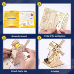 Yutin 5-piece wooden STEM science kits for kids aged 8-12, DIY craft kits with 3D puzzles and building models