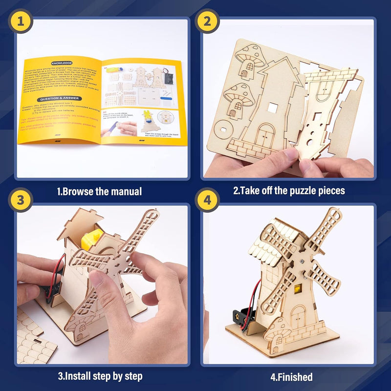 Yutin 5-piece wooden STEM science kits for kids aged 8-12, DIY craft kits with 3D puzzles and building models