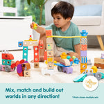 Melissa & Doug Blockables Farm Snap and Play Connectable Wooden Blocks Play Set for Preschoolers (56 Pcs)