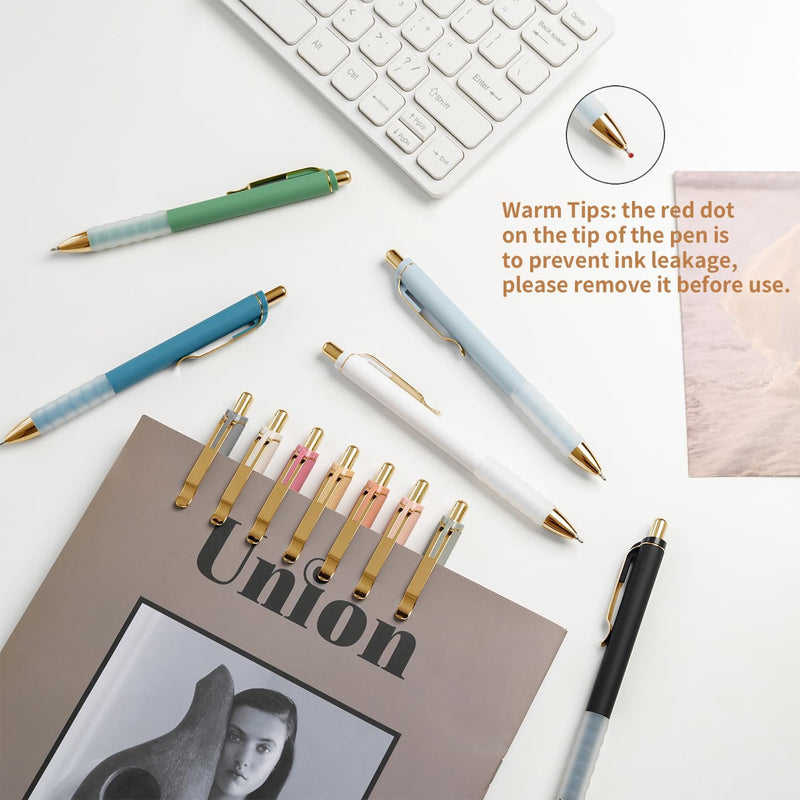 Linbsunne Ballpoint Pens Black Medium Point 1mm Pen with Super Soft Grip Ball Point Pen for Men Women Retractable Pens (gold-12 pcs)