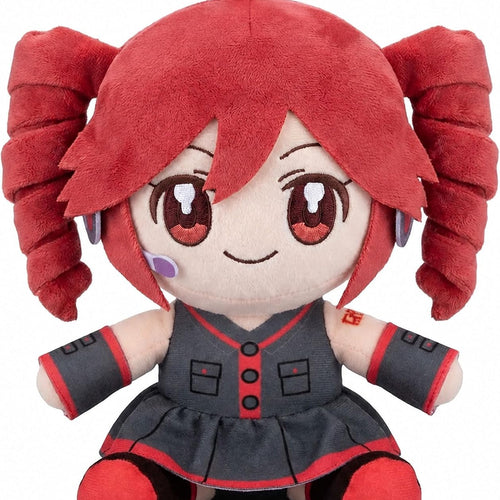 Collectible Pink Drill Twin Tail Girl Plush 22cm, Cute Anime Plush Character with 3D Twin-Drill Hair, Red and Black Outfit Figure Stuffed, Soft Anime Plushie Pillow Gift for Fans & Collectors