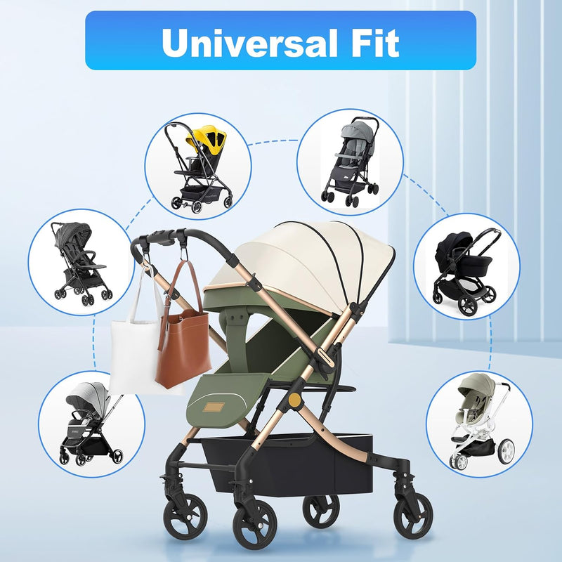 4 Pack Stroller Hooks, Non-Slip Carabiner Clips for Baby Stroller | Adjustable Stroller Hooks Hold Diaper Bags & Purses. Universal Carabiner Clips Fit Strollers, Bikes, Wheelchairs and Walkers