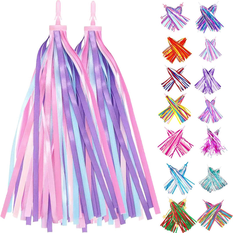 shiny blue purple color bike streamers for kids bicycle handlebar scooter