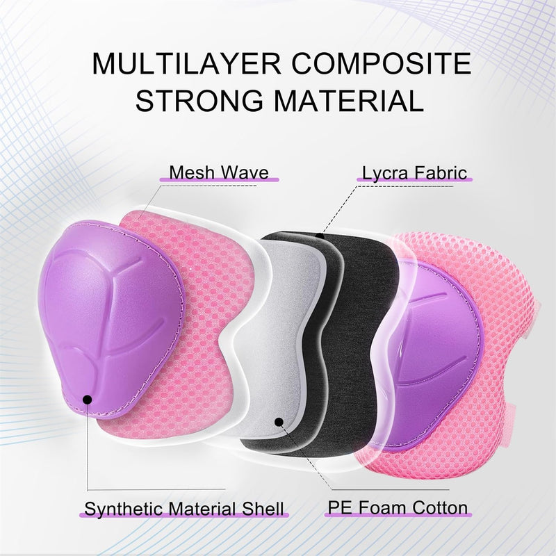 Knee Pads for Kids with Elbow Pads and Wrist Guards Set, Toddler 3-10 Years Protective Gear for Girls Boys Skating Cycling Bike Rollerblading Scooter