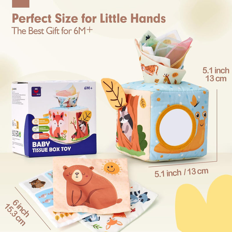 hahaland Baby Tissue Box Toy Set for 6-12 Months Montessori Play and Sensory Development