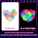 100 Pcs UV Neon Balloons for Birthday Decorations, Wedding Glow Party Supplies, Blacklight Reactive Fluorescent Balloons
