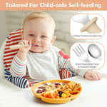 8 Pcs Toddler Utensils Set Kids Silverware with Forks and Spoons | Baby Utensils with Silicone Handle, Anti-Choke Design for Children's Safe Self-Feeding, Food Grade Dishwasher Safe, BPA-Free