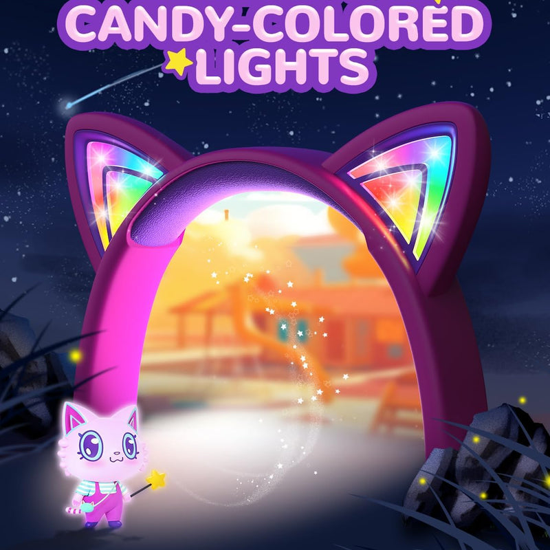 Cat ear headphones with led light up and 85dBA safe volume for kids, foldable and wireless compatible