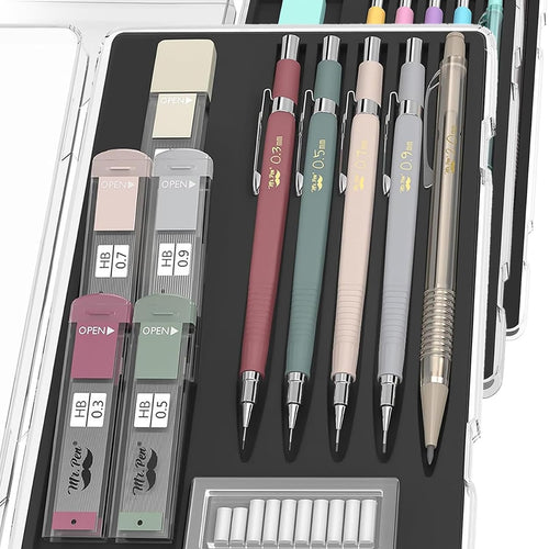 Mr. Pen- Art Mechanical Pencil Set, 5 Sizes (0.3, 0.5, 0.7, 0.9, 2.0mm) | 5 HB Lead Refills & 10 Eraser Refills, Precision Drawing Pencils for Sketching, Writing & Artwork