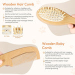 Baby Brush and Comb Set - 4 Piece Wooden Soft Bristle Hairbrush for Newborns, Baby Brush for Cradle Cap - Essentials Care Kit - Baby Shower Gift for Boys & Girls