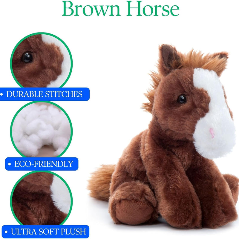 The Petting Zoo Floppy Horse Stuffed Animal Plushie, Gifts for Kids, Wild Onez Wildlife Animals, Horse Plush Toy 8 inches