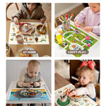Babebay Disposable Placemats for Baby, 60 Pack Sticky Toddler Placemat for Restaurants, Dining Table, Party, Travel, 12" x 18" with 3 Designs