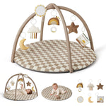 Blissful Diary Sage Green Baby Play Gym Mat with 6 Detachable Toys for Sensory & Motor Skill Development