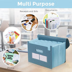 SKYDUE Accordion File Organizer, Expanding File Folder with 13 Pockets, Portable Document Paper Bill Receipt Organizer, Home School Office Supplies, Letter A4 Size Haze Blue