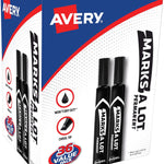 Avery Marks-A-Lot Large Desk-Style Chisel Tip, Value Pack 36 Black Permanent Markers are perfect for signs and posters (98206)