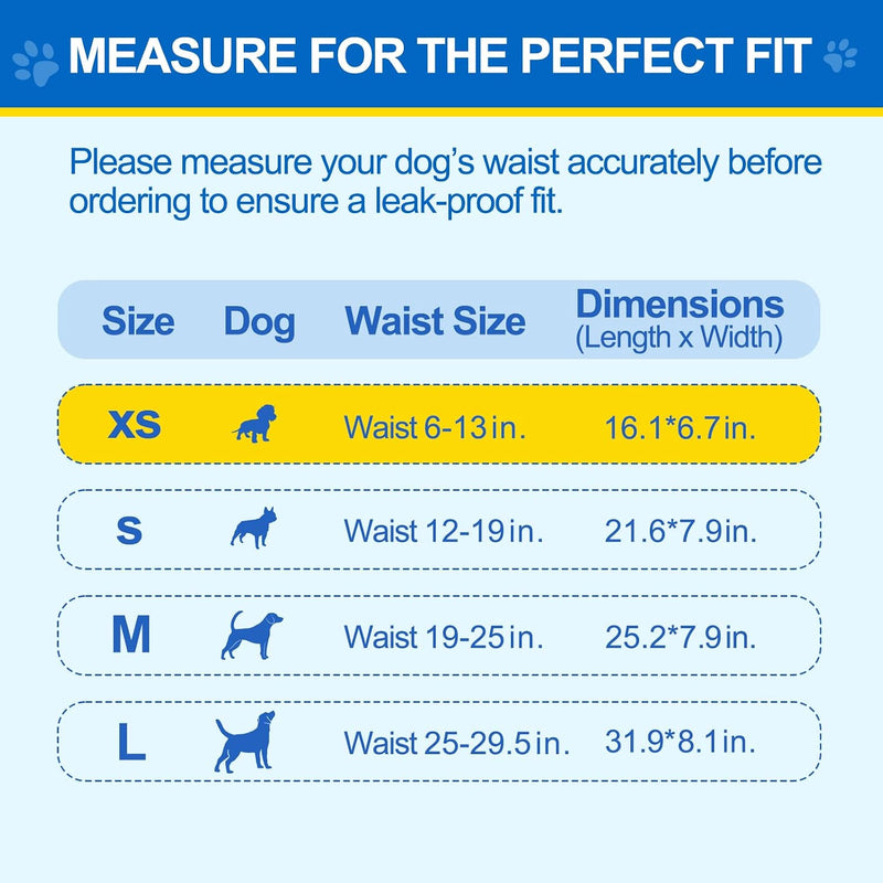 Wowflash 100 Count Dog Belly Bands for Male Dogs, Male Dog Diapers Disposable, Leakproof Dog Wraps with Wetness Indicator, Breathable Quick-Dry, Secure Fit for Doggy Puppy Training, X-Small
