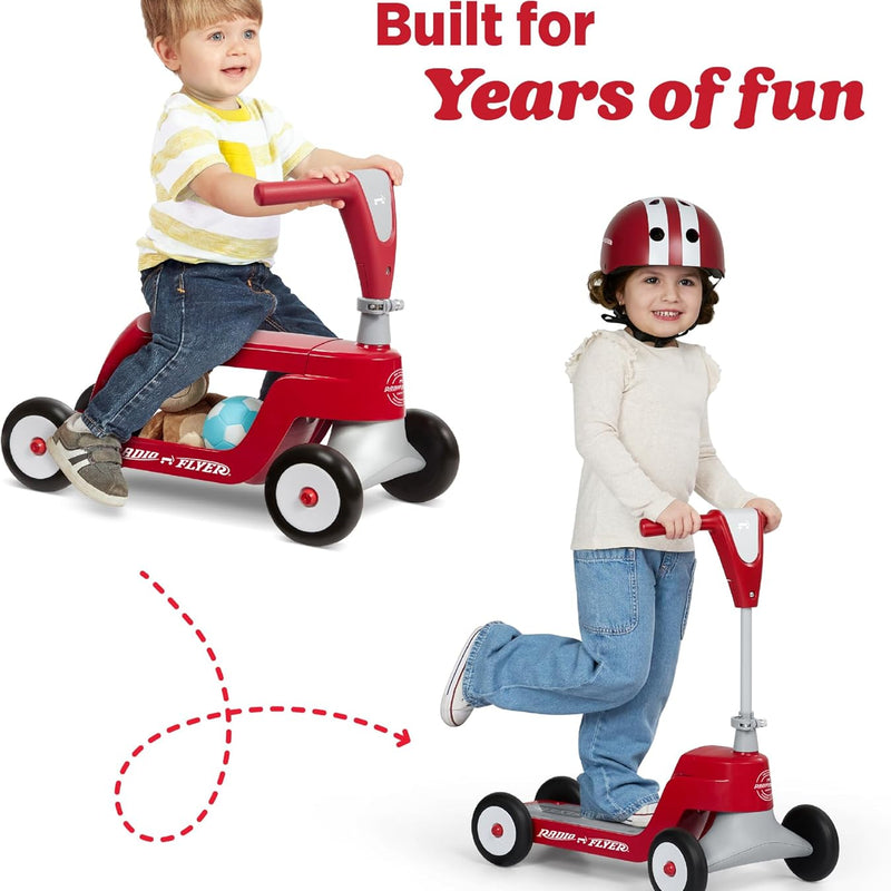 Radio Flyer Scoot 2 Scooter - 2-in-1 Ride-On and 4-Wheel Scooter for Kids Ages 1-4