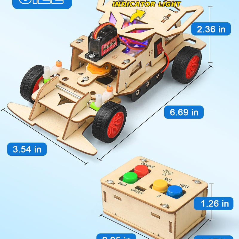 Poraxy STEM Kit for Kids, Remote Control Car with 160ft Range and Auto-Centering Steering