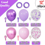 68pcs pink and purple balloons latex for wedding, girls birthday, baby shower decorations
