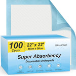 100 Count 22” x 22” Super Absorbency Disposable Underpads | Leakproof Quick Drying Disposable Pads for Baby, Puppy and Adults, Cat Pee Pads for Dogs, Potty Puppy Training Pads